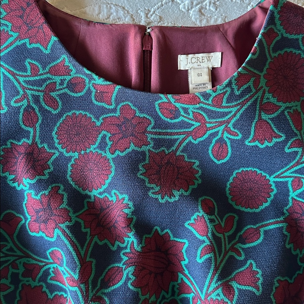 J .Crew Red Floral Short Sleeve Sheath Pencil Knee Length Dress, XS - Picture 6 of 14